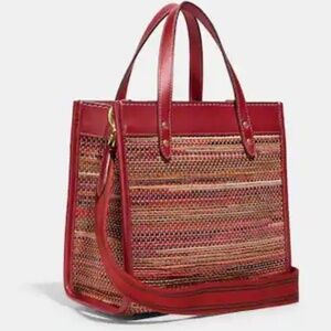 Coach Field Tote 22 in Woven Leather NWT